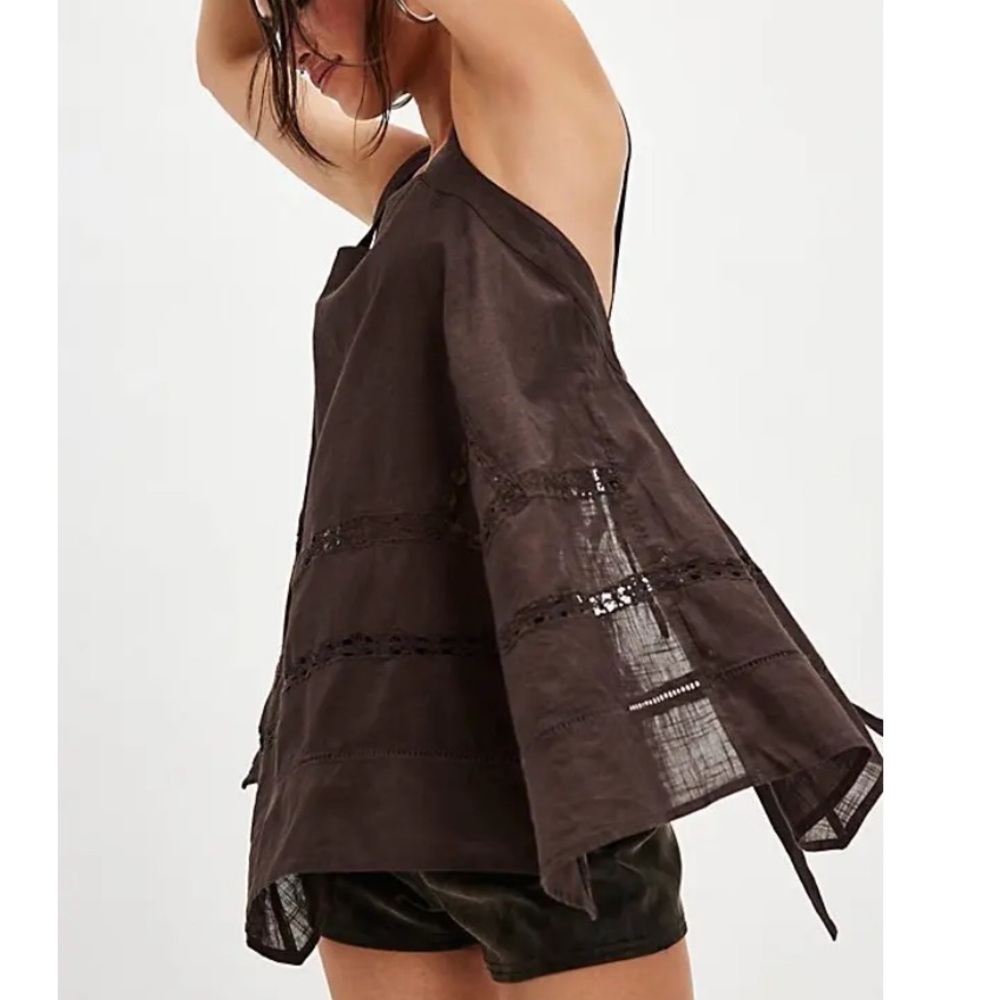 Free People Brown open back tunic